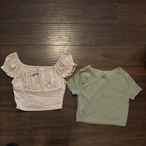 SHEIN Cream and Art Class Sage Green Kids Tops